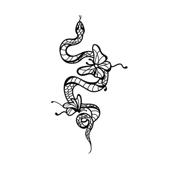 snake and butterflies | ciaoink 2 week vegan tattoo